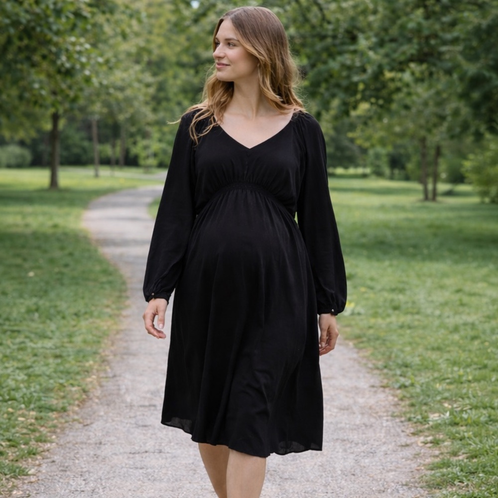 Old Navy Black Maternity Midi Dress, Size M, NWT